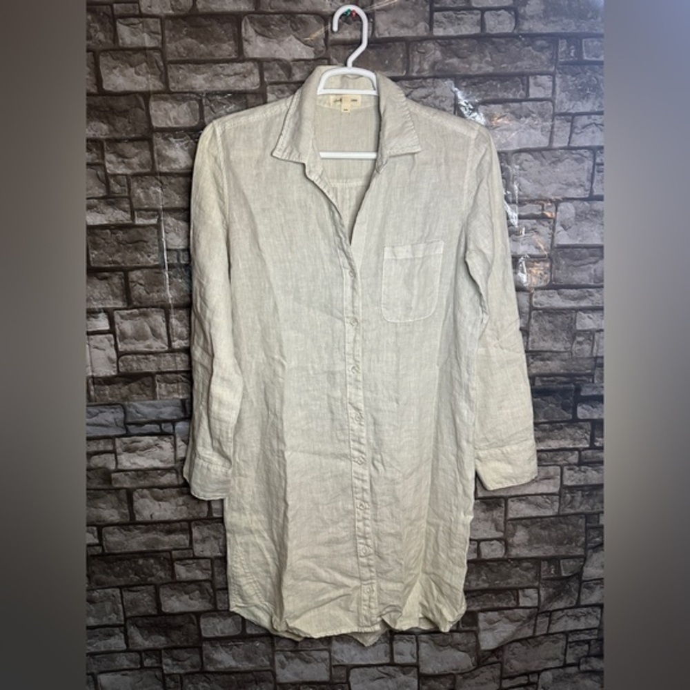 Cloth & Stone Linen Long Sleeve Button Up Dress Size Large